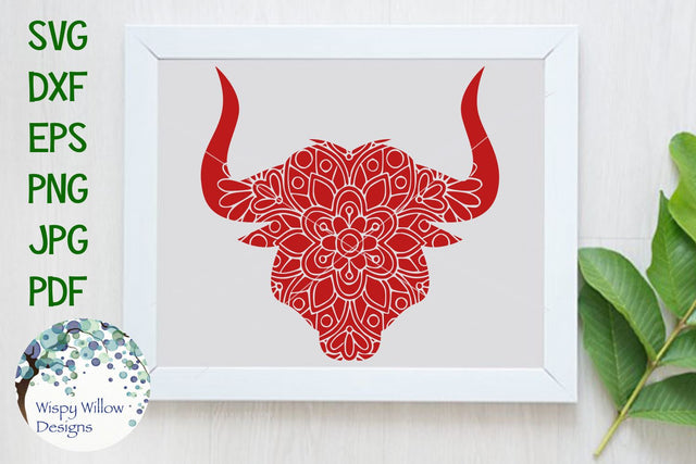 Bull Floral Mandala SVG Wispy Willow Designs 
