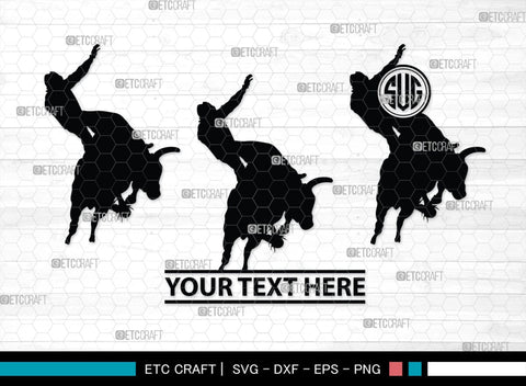 Bull Rider Monogram, Bull Rider Silhouette, Bull Svg, Rodeo Svg, Sports svg, Steer Riding Svg, Cowboy Svg, SB00109 SVG ETC Craft 