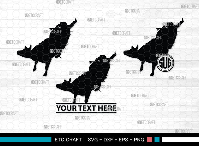Bull Rider Monogram, Bull Rider Silhouette, Bull Svg, Rodeo Svg, Sports svg, Steer Riding Svg, Cowboy Svg, SB00109 SVG ETC Craft 