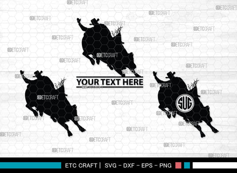 Bull Rider Monogram, Bull Rider Silhouette, Bull Svg, Rodeo Svg, Sports svg, Steer Riding Svg, Cowboy Svg, SB00109 SVG ETC Craft 