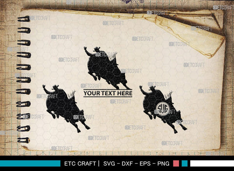 Bull Rider Monogram, Bull Rider Silhouette, Bull Svg, Rodeo Svg, Sports svg, Steer Riding Svg, Cowboy Svg, SB00109 SVG ETC Craft 