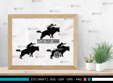 Bull Rider Monogram, Bull Rider Silhouette, Bull Svg, Rodeo Svg, Sports svg, Steer Riding Svg, Cowboy Svg, SB00109 SVG ETC Craft 