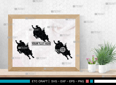 Bull Rider Monogram, Bull Rider Silhouette, Bull Svg, Rodeo Svg, Sports svg, Steer Riding Svg, Cowboy Svg, SB00109 SVG ETC Craft 