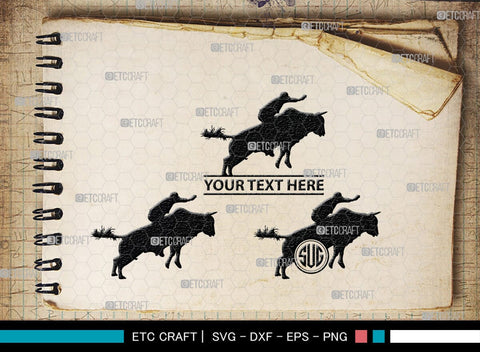 Bull Rider Monogram, Bull Rider Silhouette, Bull Svg, Rodeo Svg, Sports svg, Steer Riding Svg, Cowboy Svg, SB00109 SVG ETC Craft 