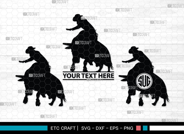 Bull Rider Monogram, Bull Rider Silhouette, Bull Svg, Rodeo Svg, Sports svg, Steer Riding Svg, Cowboy Svg, SB00109 SVG ETC Craft 