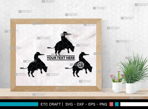 Bull Rider Monogram, Bull Rider Silhouette, Bull Svg, Rodeo Svg, Sports svg, Steer Riding Svg, Cowboy Svg, SB00109 SVG ETC Craft 