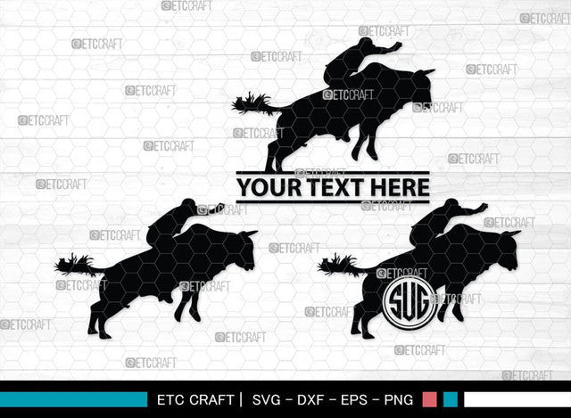 Bull Rider Monogram, Bull Rider Silhouette, Bull Svg, Rodeo Svg, Sports svg, Steer Riding Svg, Cowboy Svg, SB00109 SVG ETC Craft 