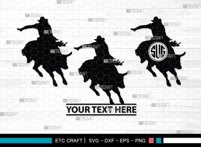 Bull Rider Monogram, Bull Rider Silhouette, Bull Svg, Rodeo Svg, Sports svg, Steer Riding Svg, Cowboy Svg, SB00109 SVG ETC Craft 