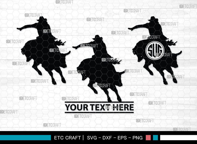 Bull Rider Monogram, Bull Rider Silhouette, Bull Svg, Rodeo Svg, Sports svg, Steer Riding Svg, Cowboy Svg, SB00109 SVG ETC Craft 
