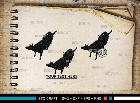 Bull Rider Monogram, Bull Rider Silhouette, Bull Svg, Rodeo Svg, Sports svg, Steer Riding Svg, Cowboy Svg, SB00109 SVG ETC Craft 
