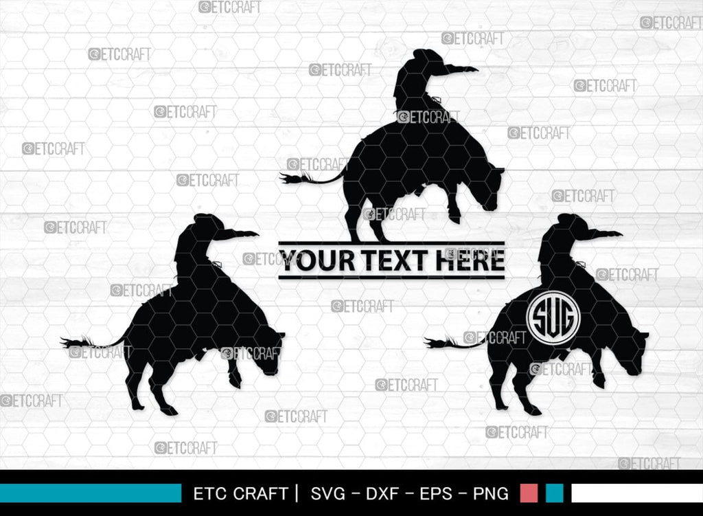 Bull Rider Monogram, Bull Rider Silhouette, Bull Svg, Rodeo Svg, Sports ...