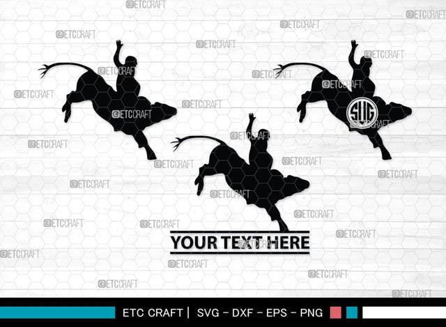 Bull Rider Monogram, Bull Rider Silhouette, Bull Svg, Rodeo Svg, Sports svg, Steer Riding Svg, Cowboy Svg, SB00109 SVG ETC Craft 