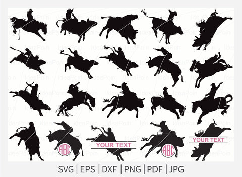 Bull riding SVG, rodeo svg, Rodeo Cowboy SVG, Western Rodeo Cowboy Horse, Rodeo Bundle, barrel racing SVG SVG Dinvect 