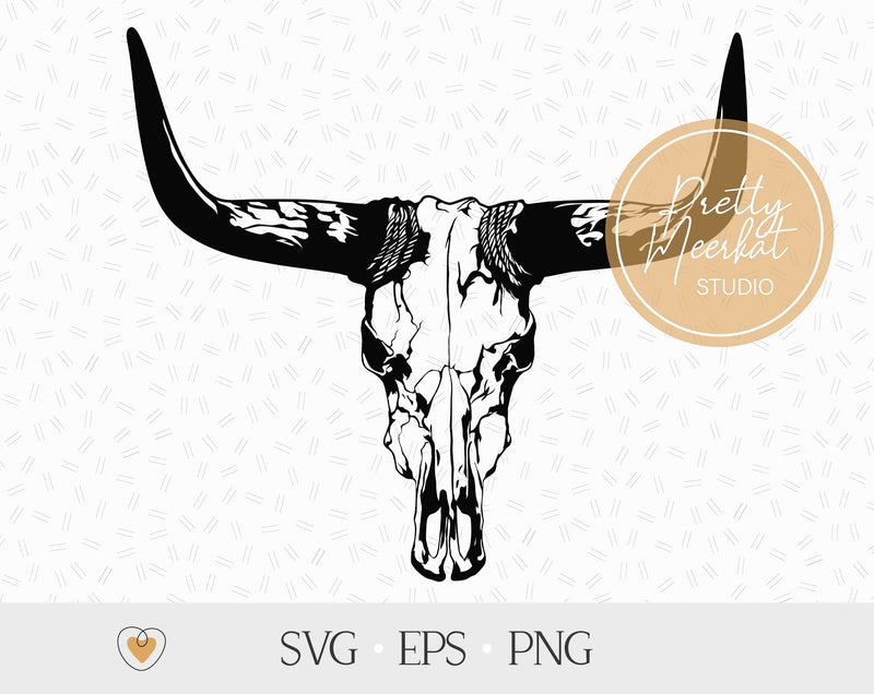 Bull skull #3 svg, Cow skull svg, png - So Fontsy