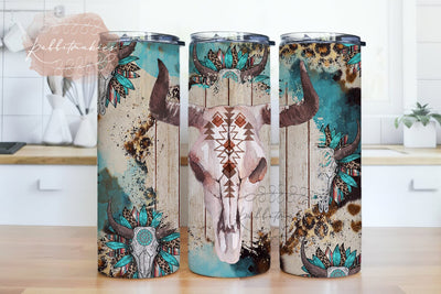 Bull Skull Aztec 20oz Sublimation Tumbler Designs, Cow Skull Country Sublimation Designs Downloads Sublimation Rabbitmakies 