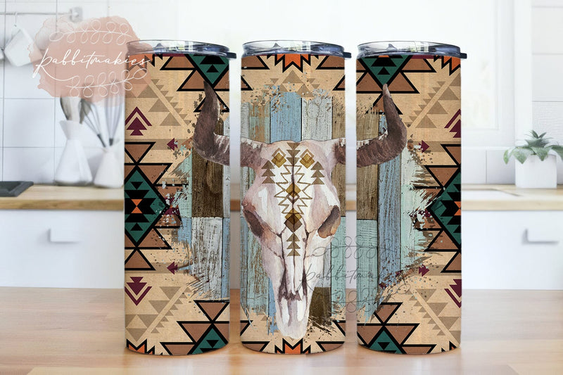 Bull Skull Aztec 20oz Sublimation Tumbler Designs, Cow Skull Country Sublimation Designs Downloads Sublimation Rabbitmakies 
