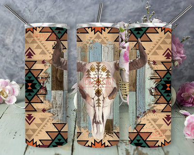 Bull Skull Aztec 20oz Tumbler Png, Western Aztec Tumbler Wrap, Bull Skull Tumbler Design, Western Country Tumbler Template, Digital Download Sublimation DesignSVG 