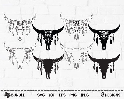 Bull Skull Bundle | Country SVG SVG Texas Southern Cuts 