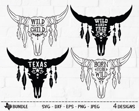 Bull Skull Bundle | Country SVG SVG Texas Southern Cuts 