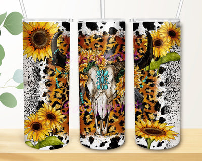 Bull Skull Gemstone Tumbler Png, Western Bull Skull 20oz Skinny Tumbler, Leopard Cow Print Glitter Tumbler Wrap, Bull Skull Sunflower Tumbler Design for Straight, Digital Download Sublimation sassyprint 