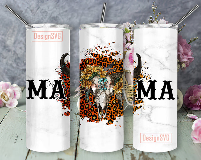 Bull Skull Mama Design Tumbler Template, Western Mama 20oz Skinny Tumbler, Bull Skull Gemstone Sunflower Tumbler Png, Mama Leopard Glitter Tumbler, Mama Sublimation Design, Digital Download Sublimation DesignSVG 