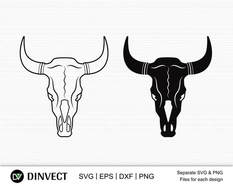 Bull Skull SVG, Bull Skull bundle, Bull skull silhouette, Bull Skull Vector, Horns SVG, Horns Vector, Silhouette, Cricut file, Clipart, Cameo, Vinyl Designs, SVG Dinvect 