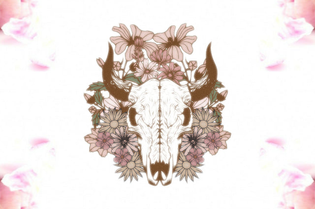 Bull Skull with Flowers Sublimation Sublimation Jagonath Roy 