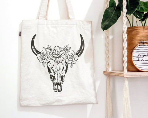 Bull skull with flowers svg, Floral cow skull svg, png files SVG Pretty Meerkat 
