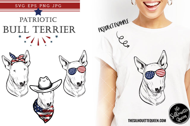 Bull Terrier Dog Patriotic Cut files and Sublimation SVG Loveleen Kaur 