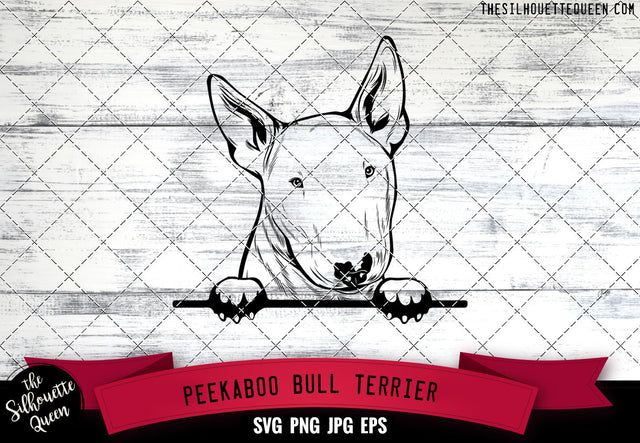 Bull Terrier Peek A Boo | Peekaboo | Peeking Dog Face SVG for Glowforge, Cricut, Laser, Silhouette, Scan n cut files SVG Loveleen Kaur 