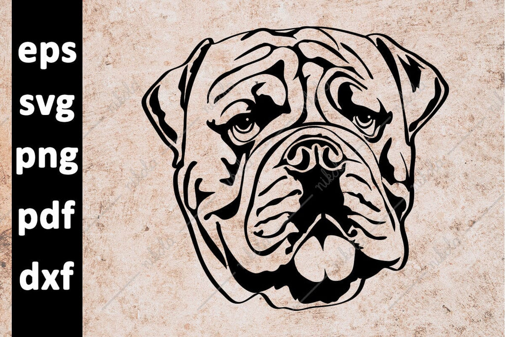 Bulldog Dog Cut File Clipart PNG SVG EPS DXF PDF - So Fontsy
