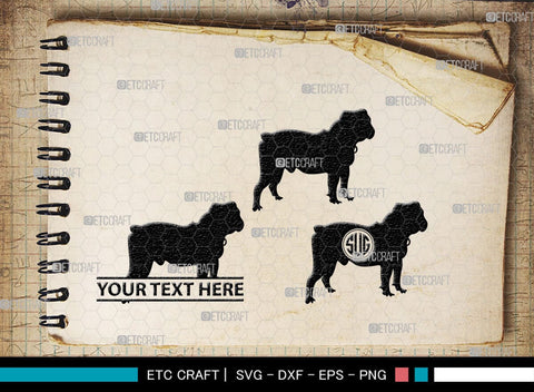 Bulldog Monogram, Bulldog Silhouette, Bulldog SVG, Dog Svg, Pit Bull Svg, Chihuahua Svg, SB00232 SVG ETC Craft 