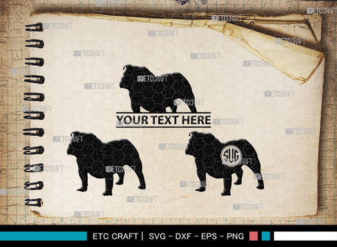 Bulldog Monogram, Bulldog Silhouette, Bulldog SVG, Dog Svg, Pit Bull Svg, Chihuahua Svg, SB00232 SVG ETC Craft 