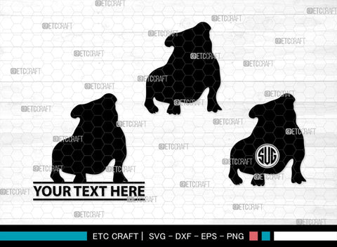 Bulldog Monogram, Bulldog Silhouette, Bulldog SVG, Dog Svg, Pit Bull Svg, Chihuahua Svg, SB00232 SVG ETC Craft 