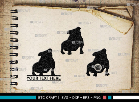 Bulldog Monogram, Bulldog Silhouette, Bulldog SVG, Dog Svg, Pit Bull Svg, Chihuahua Svg, SB00232 SVG ETC Craft 
