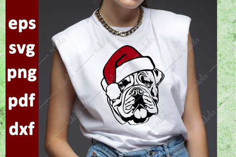 Bulldog Santa Hat Cut File Clipart PNG SVG EPS DXF PDF SVG nikola 