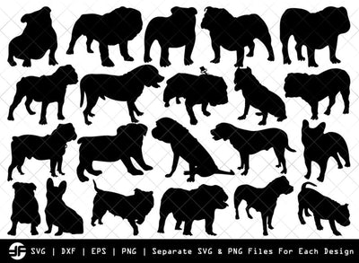 Bulldog SVG | Animal SVG | Silhouette Bundle | Cut File SVG ETC Craft 