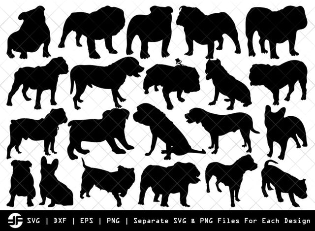 Bulldog SVG | Animal SVG | Silhouette Bundle | Cut File SVG ETC Craft 