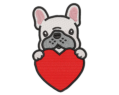 Bulldog with a Heart, Valentine Machine Embroidery Design Embroidery/Applique DESIGNS Canada Embroidery 