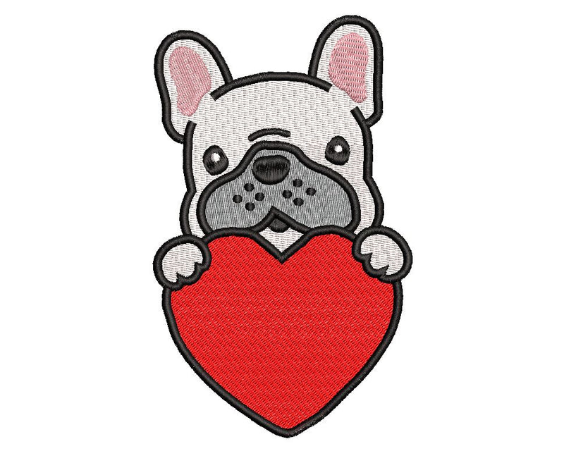 Bulldog with a Heart, Valentine Machine Embroidery Design Embroidery/Applique DESIGNS Canada Embroidery 