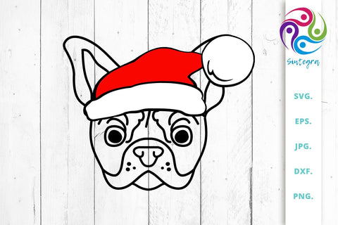 Bulldog With Christmas Hat SVG File SVG Sintegra 
