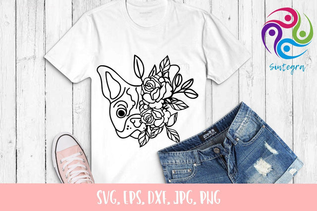 Bulldog With Flowers On Head SVG File SVG Sintegra 