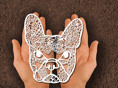 Bulldogs Face Flower Paper cut SVG Johan Ru designs 