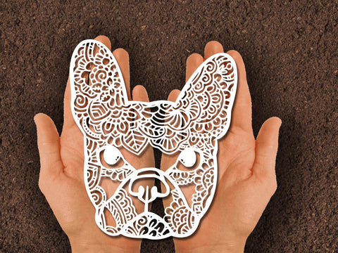 Bulldogs Face Flower Paper cut SVG Johan Ru designs 