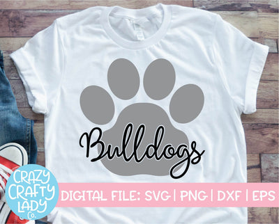 Bulldogs Paw Print | Mascot SVG Cut File SVG Crazy Crafty Lady Co. 