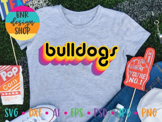 Bulldogs SVG File, Retro Sports SVG, SVG Cut File for Cricut Cutting Machines and Vinyl Crafting SVG BNRDesignShop 