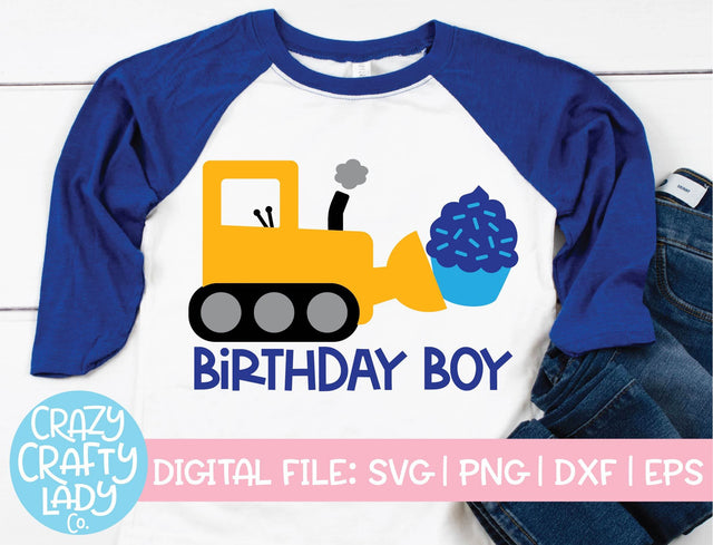 Bulldozer Birthday Boy | Construction Birthday SVG Cut File SVG Crazy Crafty Lady Co. 