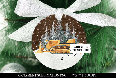 Bulldozer Customizable Christmas Ornament Sublimation PNG Sublimation BijouBay 