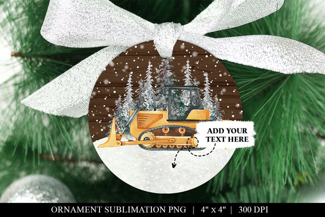 Bulldozer Customizable Christmas Ornament Sublimation PNG Sublimation BijouBay 