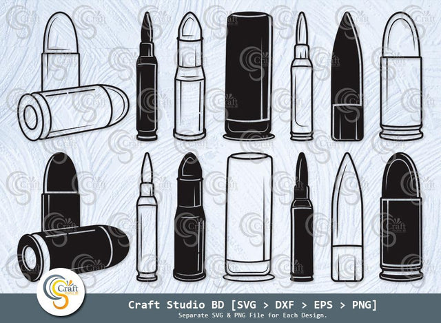 Bullet Silhouette, Gun Bullet Svg, Ammo Svg, Munition Svg, Bullets Sign Svg, Bullet Svg Bundle SVG ETC Craft 